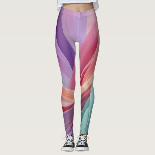 Abstract Pastel Fabric Waves Leggings