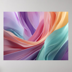 Abstract Pastel Fabric Waves  Poster