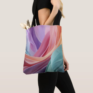 Abstract Pastel Fabric Waves Tote Bag