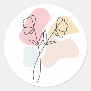Abstract Pastel Floral Classic Round Sticker