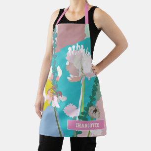 Abstract Pastel Floral Custom Name  Apron
