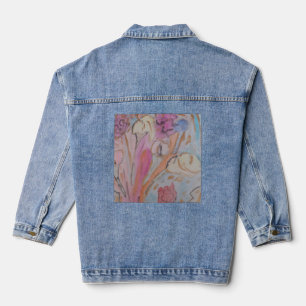 Abstract Pastel Floral Denim Jacket