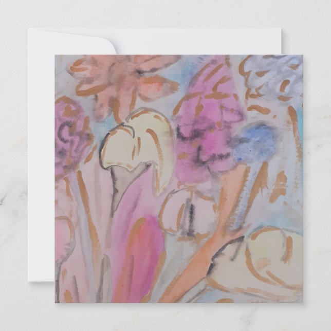 Abstract Pastel Floral Flat Card (Front)