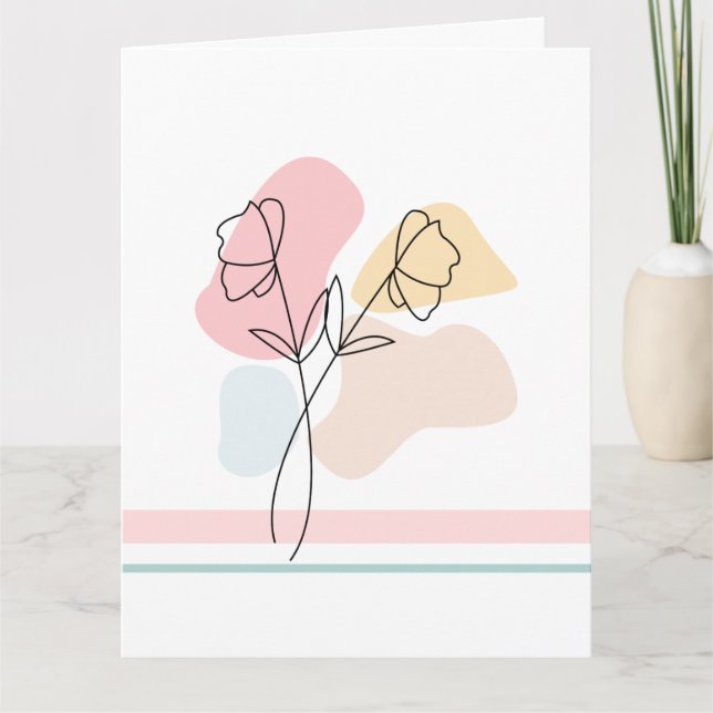 Abstract Pastel Floral Folded Greeting Card (Front)