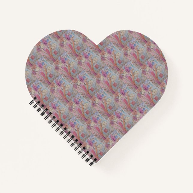 Abstract Pastel Floral Heart Notebook (Front)