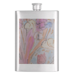 Abstract Pastel Floral Hip Flask