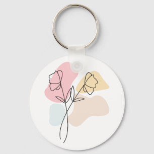 Abstract Pastel Floral Key Ring