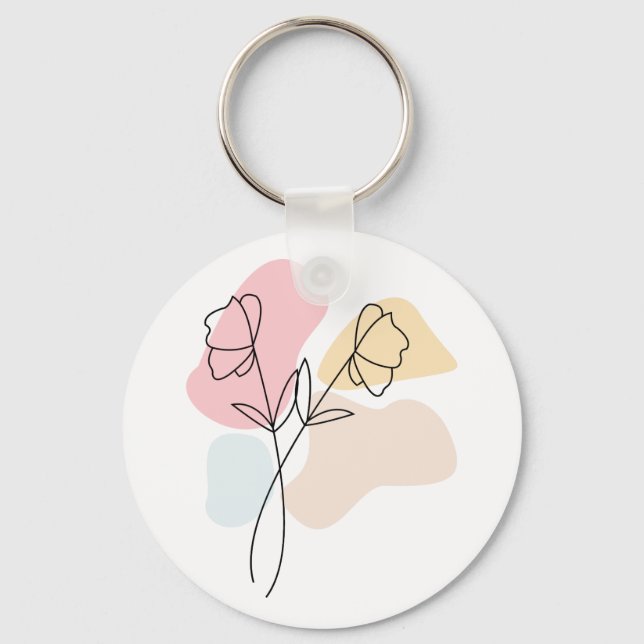 Abstract Pastel Floral  Key Ring (Front)
