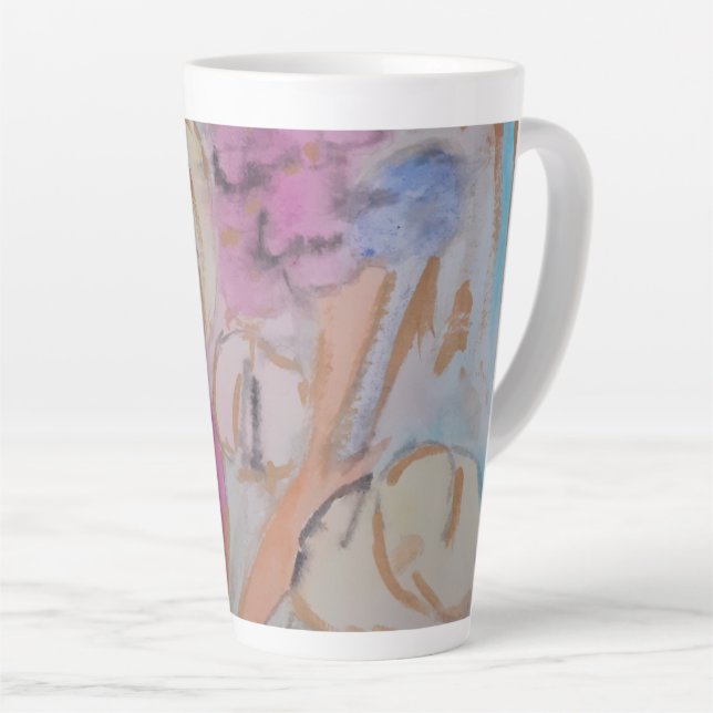 Abstract Pastel Floral  Latte Mug (Right Angle)