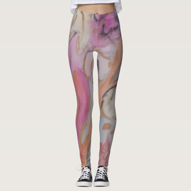 Abstract Pastel Floral Leggings (Front)