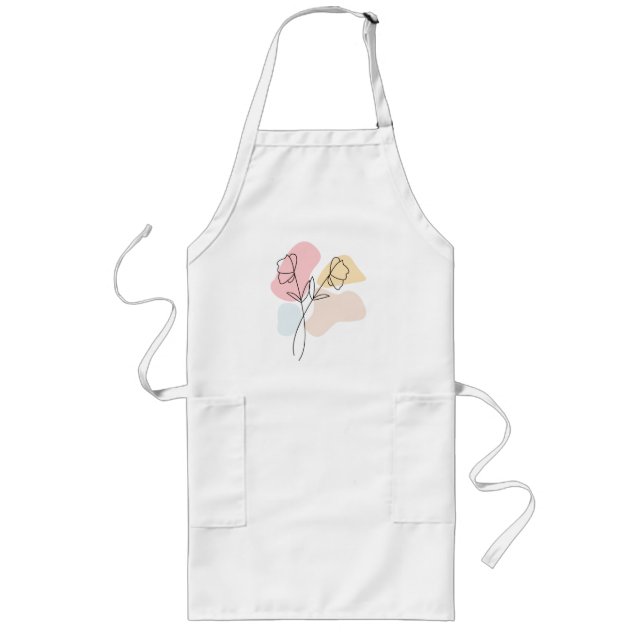 Abstract Pastel Floral  Long Apron (Front)