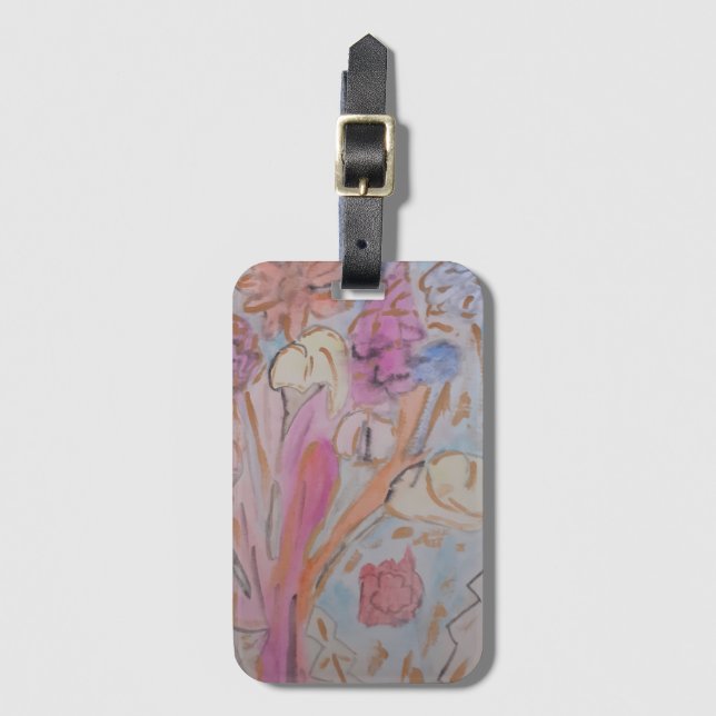 Abstract Pastel Floral  Luggage Tag (Front Vertical)