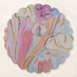 Abstract Pastel Floral Paper Coaster