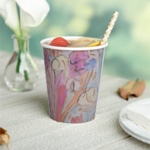 Abstract Pastel Floral Paper Cups