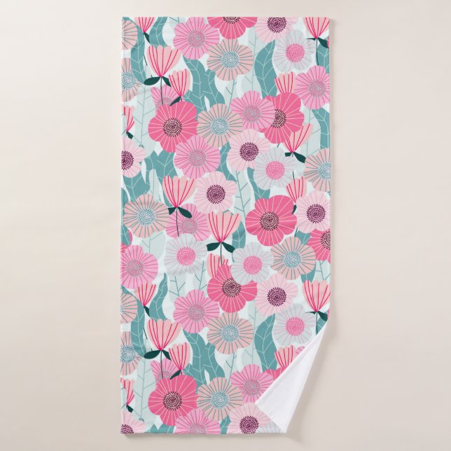 Abstract pastel floral pattern. Beautiful pink flo Bath Towel (Bath Towel)