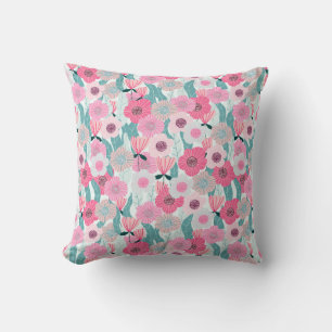 Abstract pastel floral pattern. Beautiful pink flo Cushion