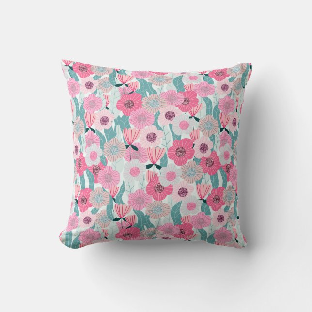Abstract pastel floral pattern. Beautiful pink flo Cushion (Front)