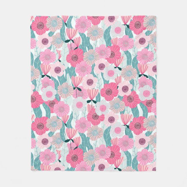 Abstract pastel floral pattern. Beautiful pink flo Fleece Blanket (Front)