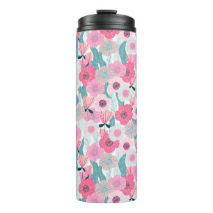 Abstract pastel floral pattern. Beautiful pink flo Thermal Tumbler