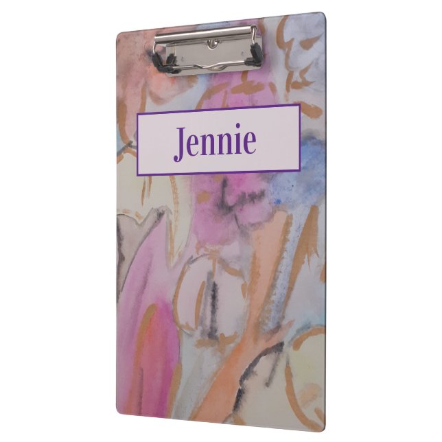 Abstract Pastel Floral Personalized Clipboard (Left)