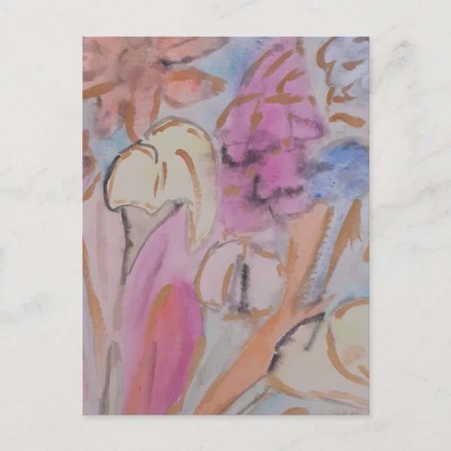 Abstract Pastel Floral Postcard (Front)