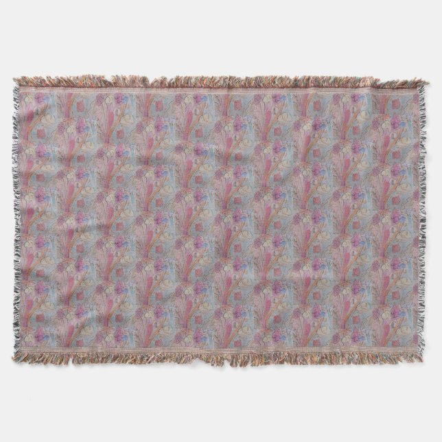 Abstract Pastel Floral Throw Blanket (Front)