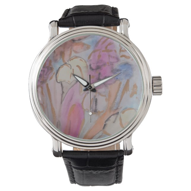 Abstract Pastel Floral Watch (Front)