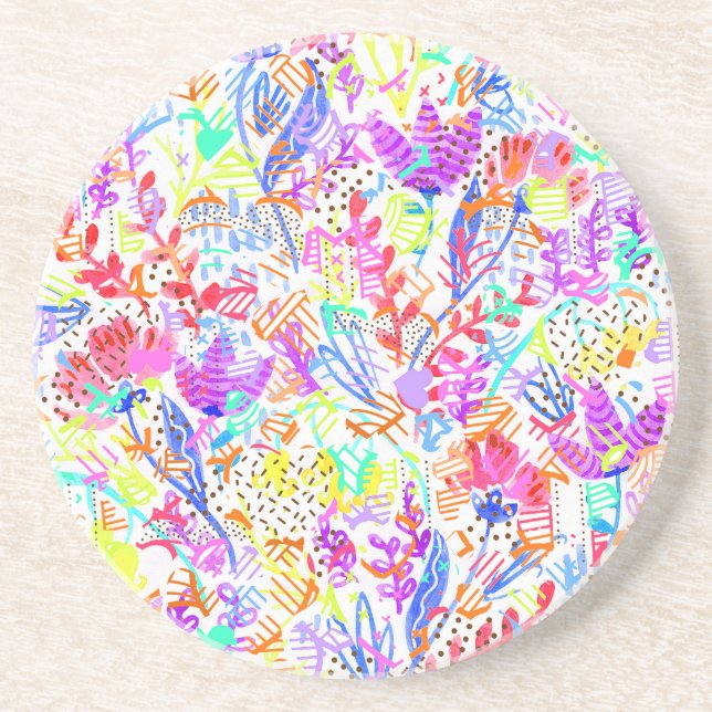 Abstract pastel flowers coaster (Front)