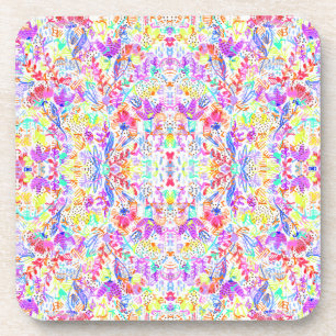 Abstract pastel flowers coaster