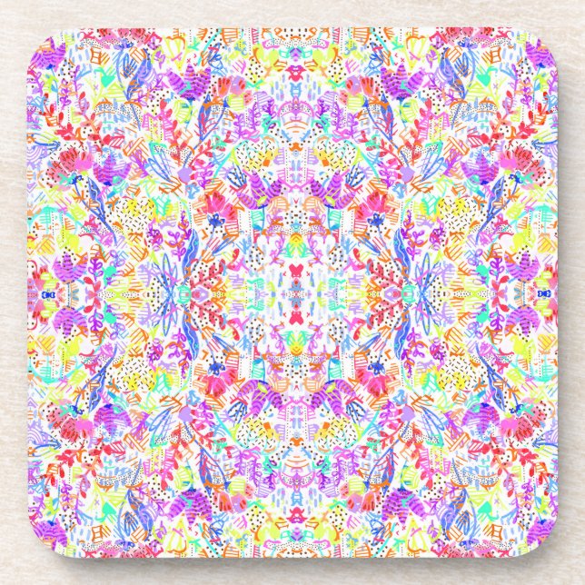 Abstract pastel flowers coaster (Front)