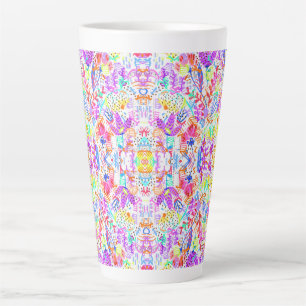 Abstract pastel flowers latte mug