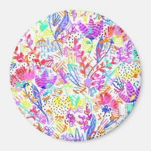Abstract pastel flowers magnet