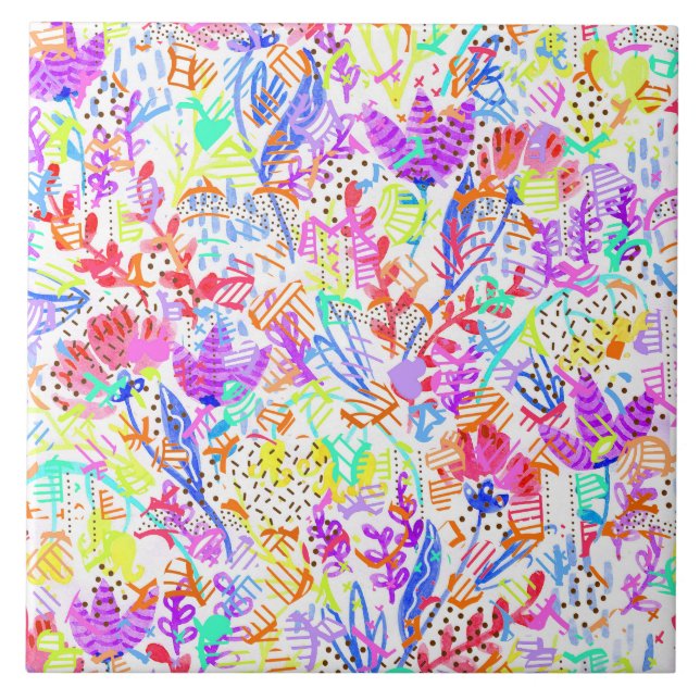 Abstract pastel flowers tile (Front)