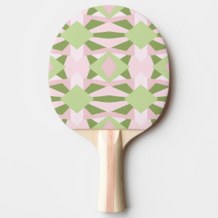 Abstract Pastel Green And Pink Geometric Pattern Ping Pong Paddle