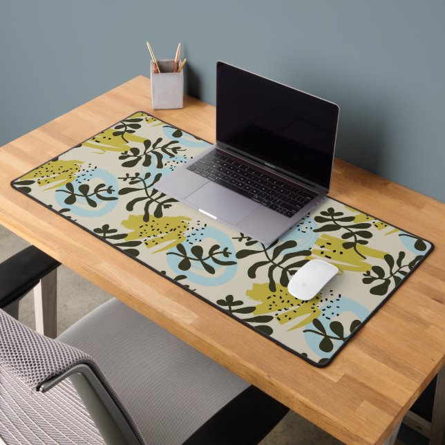 Abstract Pastel Green Blue Pattern Desk Mat (Office 2)