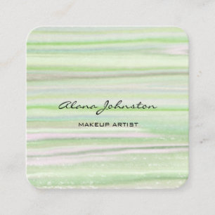 Abstract Pastel Green Watercolor Square Business Card