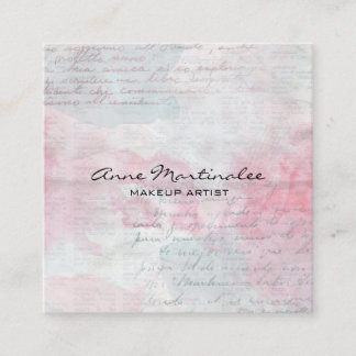 Abstract Pastel Mixed Media Collage Square Business Card