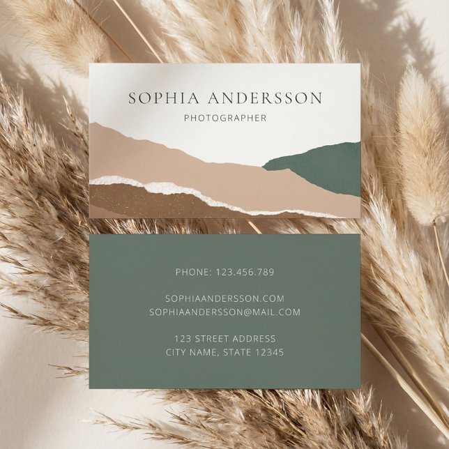 Abstract Pastel Mountain Torn Edge Business Card (Creator Uploaded)