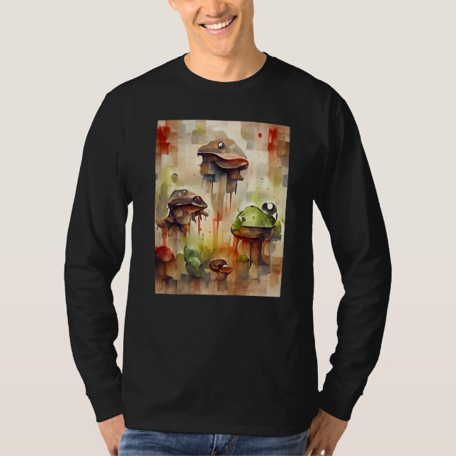 Abstract Pastel Mushrooms With Eyes  Pixel Imitati T-Shirt (Front)
