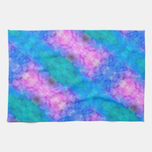 Abstract Pastel Paint Blue, Pink, Aqua Tea Towel