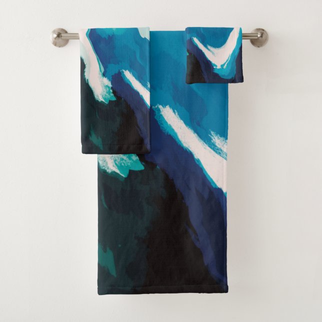 Abstract Pastel Paint Lagoon Edition Bath Towel Set (Insitu)