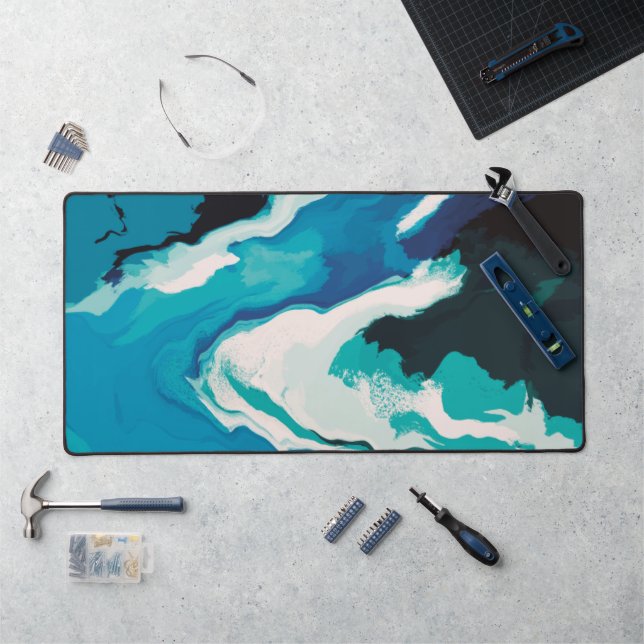 Abstract Pastel Paint Lagoon Edition Desk Mat (Workstation)