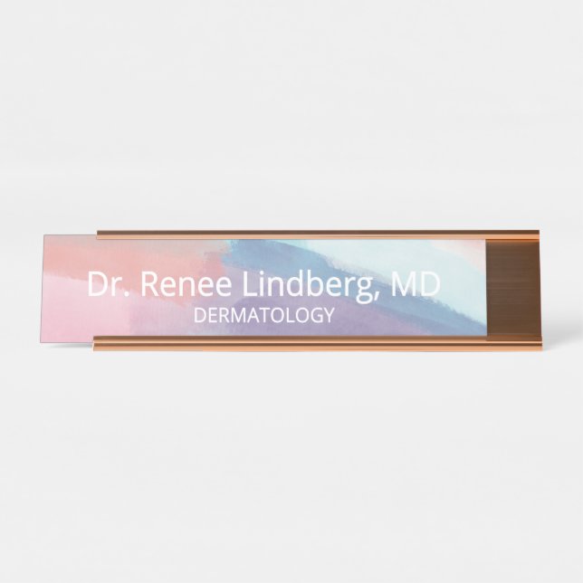 Abstract Pastel Paint Strokes Office Desk Name Plate (Front)