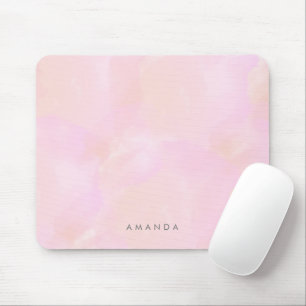 Abstract Pastel Pink Peach Watercolor Personalize Mouse Pad