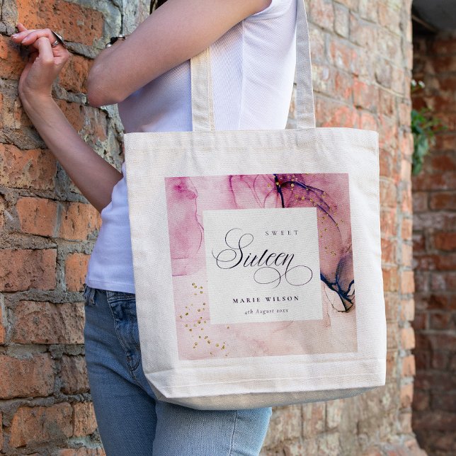 Abstract Pastel Pink Purple Navy Sweet 16 Birthday Tote Bag (Creator Uploaded)