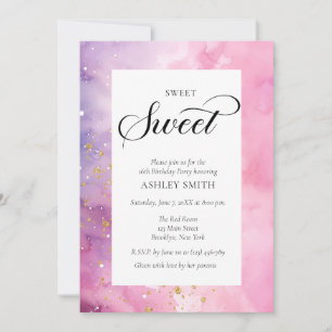 Abstract Pastel Pink Purple Sweet 16 Birthday Invitation