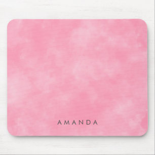 Abstract Pastel Pink Sky Clouds Personalised Text Mouse Pad
