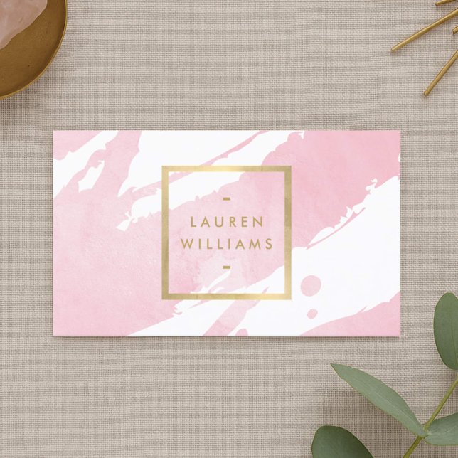 Abstract Pastel Pink Watercolor Brushstrokes Business Card (Creator Uploaded)