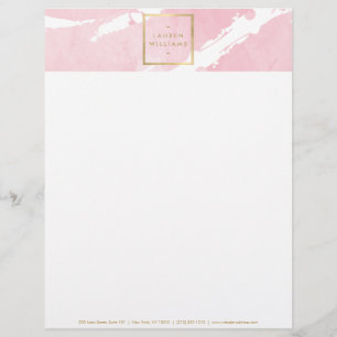 Abstract Pastel Pink Watercolor Brushstrokes Custom Letterhead