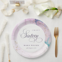 Abstract Pastel Purple Blue Teal Sweet 16 Birthday